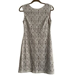 Jessica Howard Women's Sleeveless Cream Tan Lace Dress Size 4